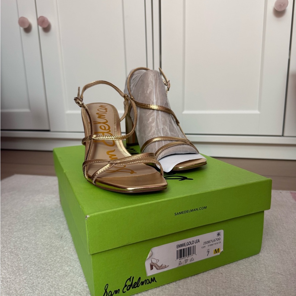 Sam Edelman Emmie Metallic Gold Heels